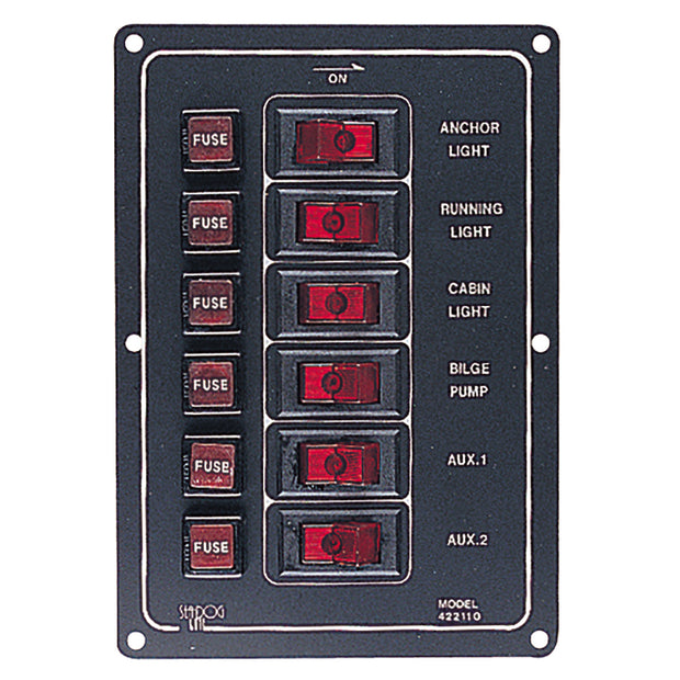 SeaDog Aluminum Switch Panel Vertical  6 Switch 4221101