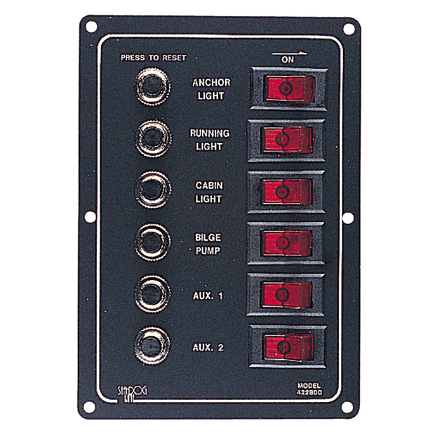 SeaDog Aluminum Circuit Breaker Panel  6 Circuit 4228001