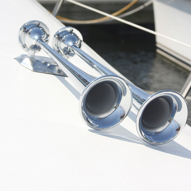 Marinco 24V Chrome Plated Dual Trumpet Air Horn 10624