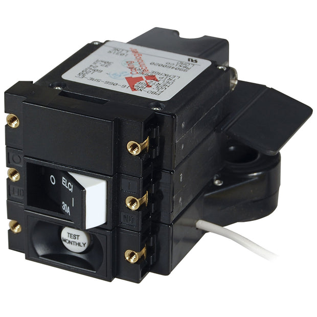 Blue Sea ASeries ELCI Main Circuit Breaker  Double Pole 120V AC 30A  Flat Rocker 3102100