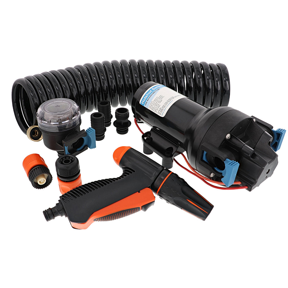 Jabsco HotShot HD6 Heavy Duty Washdown Pump w25 HoseCoil  12V  6 GPM  70 PSI P601J219N4A