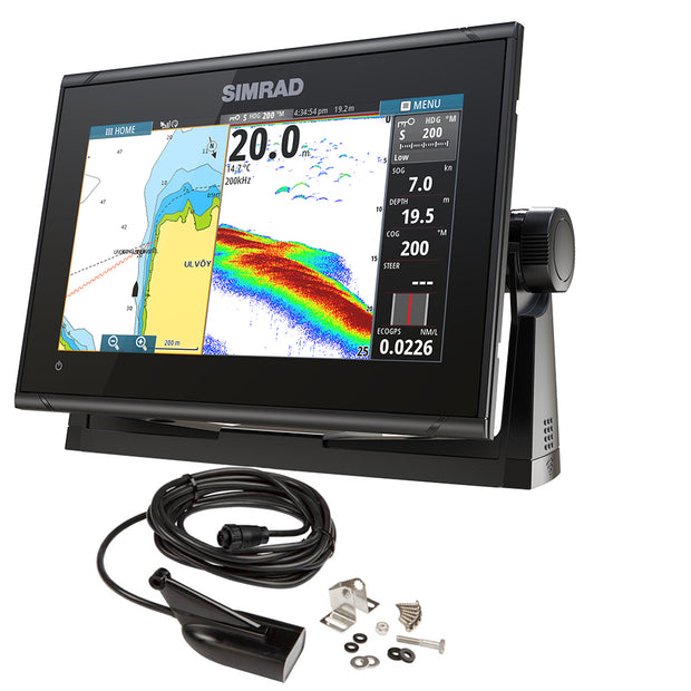 Simrad GO9 XSE ChartplotterFishfinder wMEDHI Downscan Transom Mount Transducer  CMAP Discover Chart 00013211002