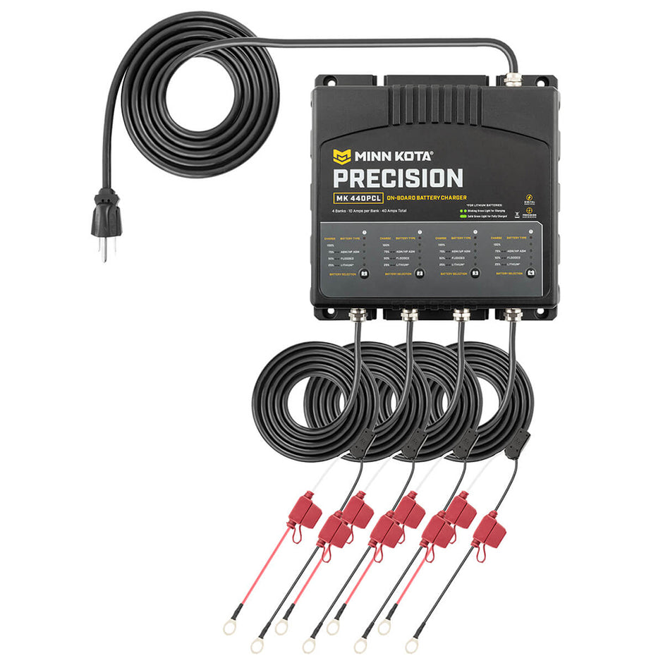 Minn Kota OnBoard Precision Charger MK440 PCL 4 Bank x 10 AMP LI Optimized Charger 1834401