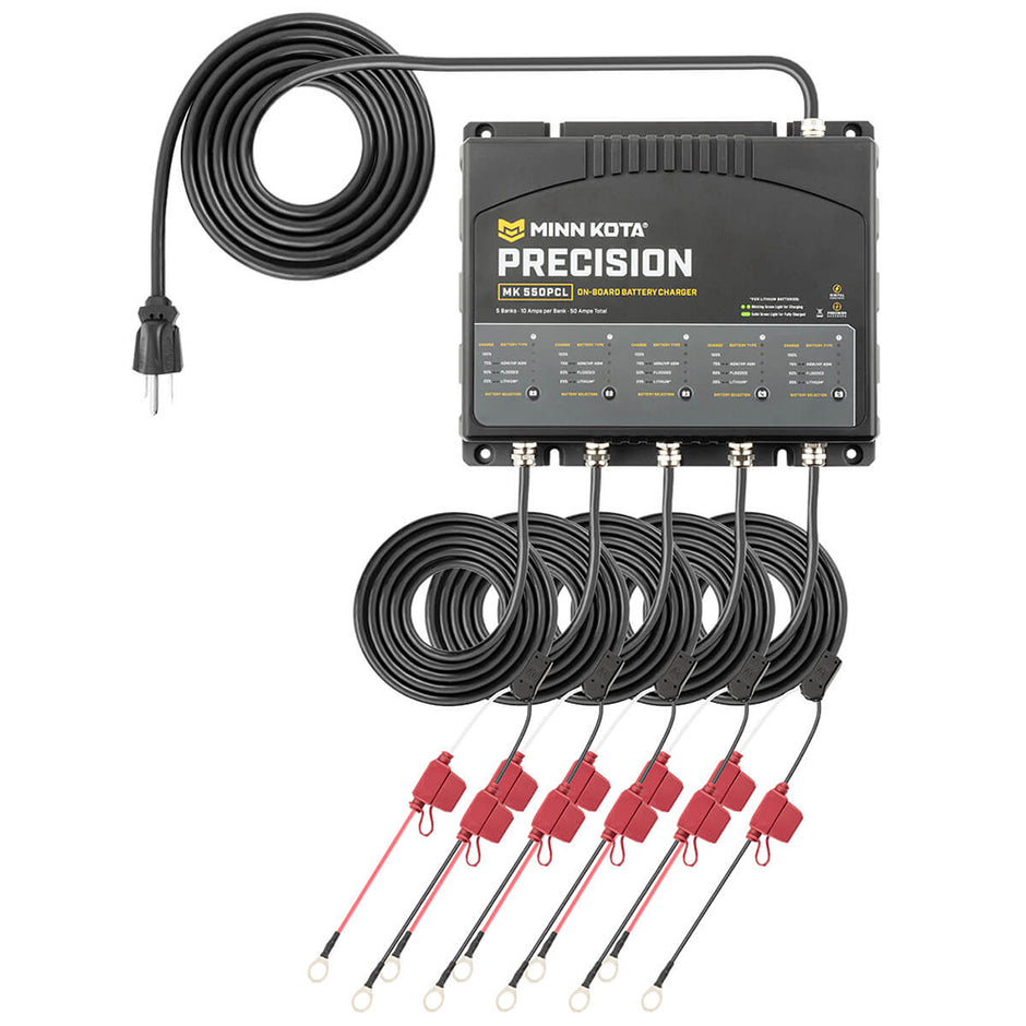 Minn Kota OnBoard Precision Charger MK550 PCL 5 Bank x 10 AMP LI Optimized Charger 1835500