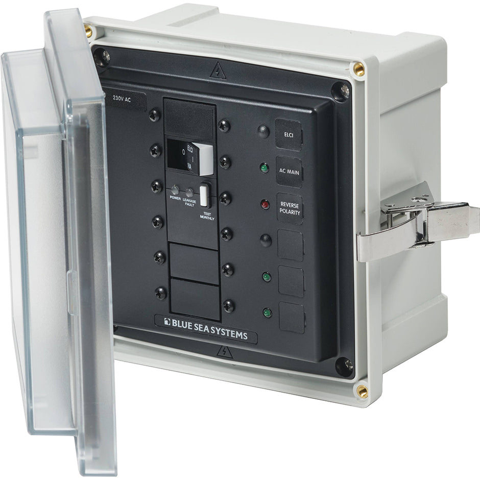 Blue Sea 3121  SMS Panel Enclosure wELCI 16A  3 Blanks  230V AC 3121