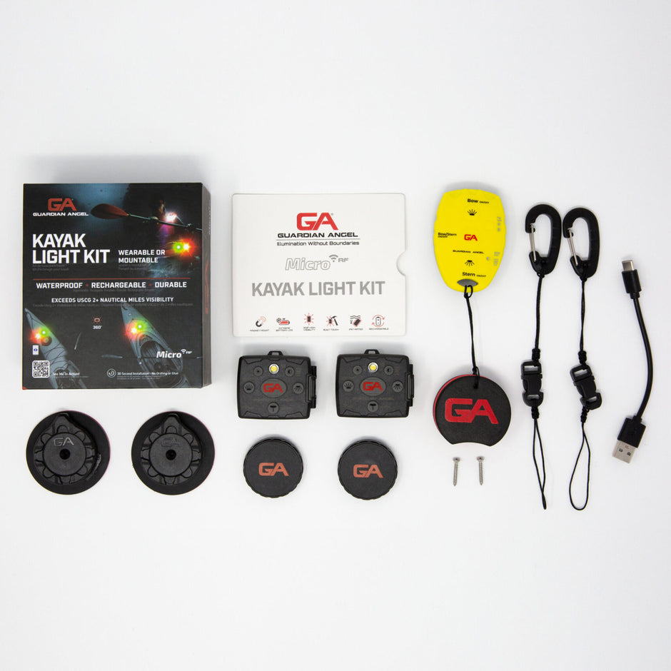 Guardian Angel Kayak Light Kit – Rechargeable, Mountable Safety Lights with Magnetic Mounts & Wireless Remote